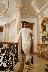 Pearl White Embroidered Kurta Trouser- Noor e Fitr